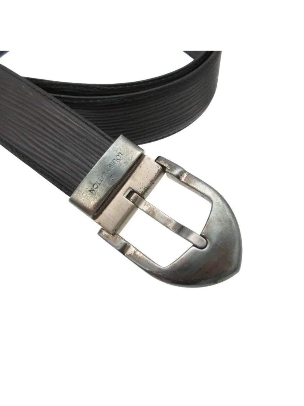 Louis Vuitton Belt Epi Ceinture Classic Noire Silver Black 110 44